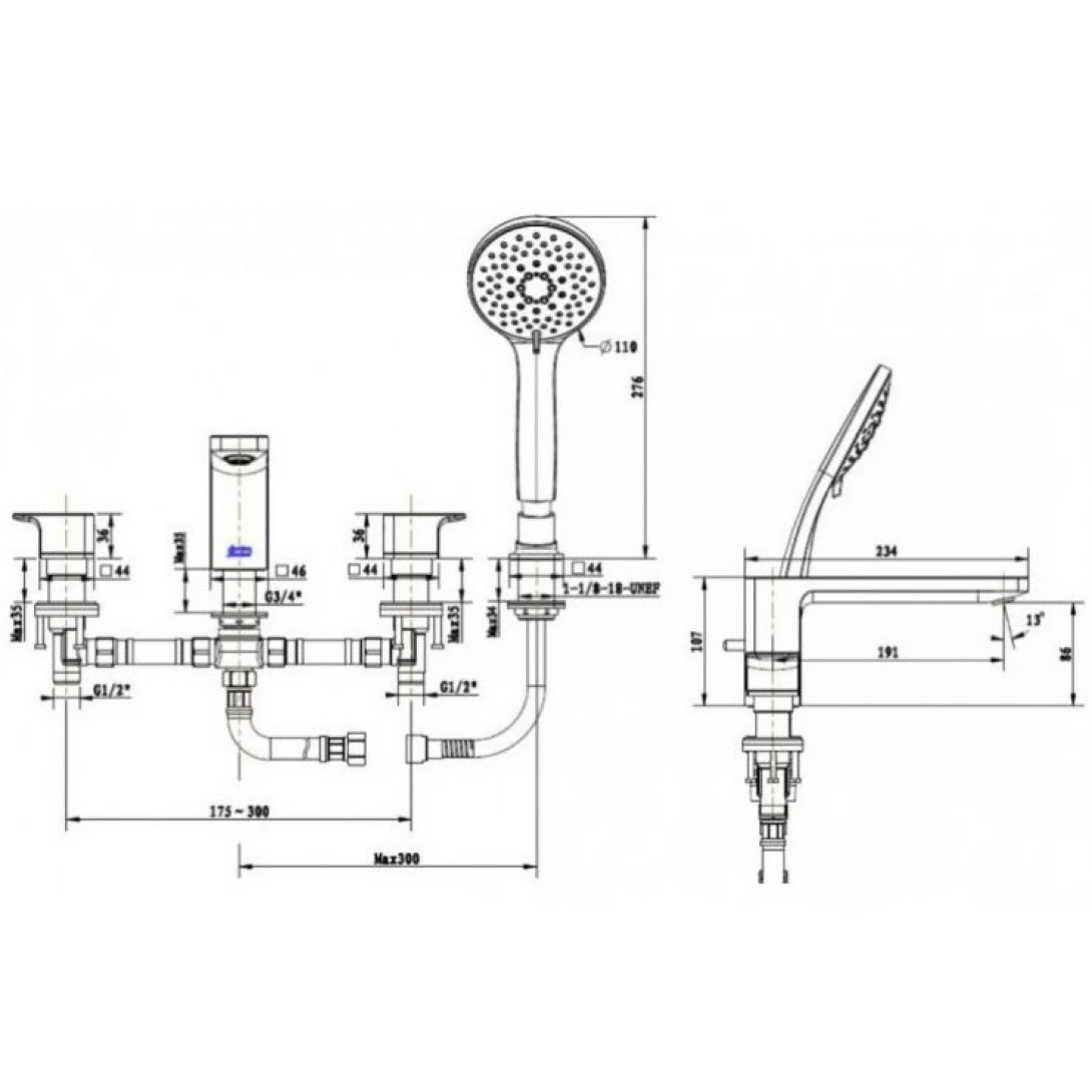 Vòi Xả Bồn Tắm American Standard WF-1300CS Nóng Lạnh Màu Vàng - Ảnh 2