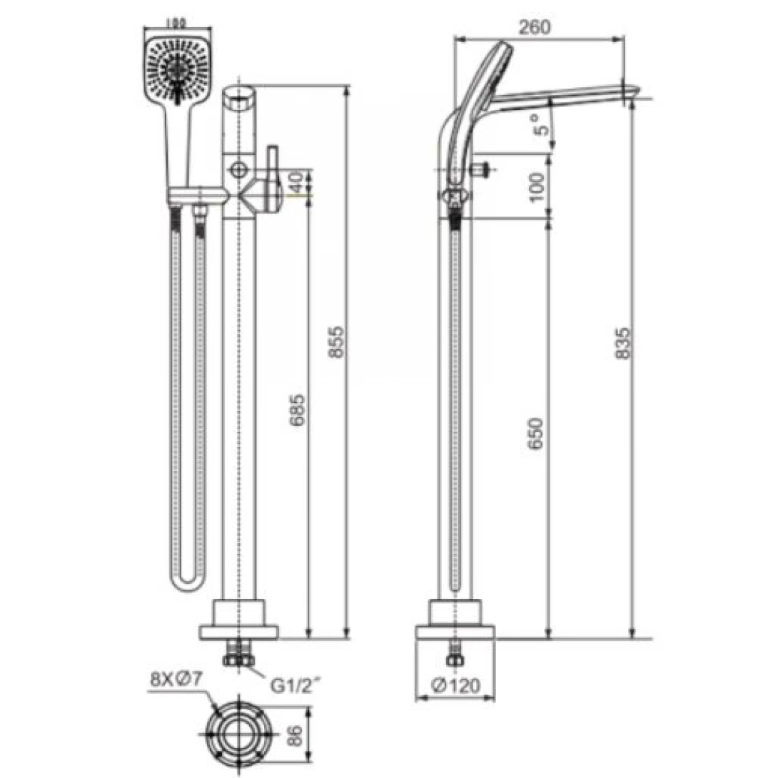 Vòi Sen Đứng Bồn Tắm American Standard WF-6816 IDS Nóng Lạnh - Ảnh 2