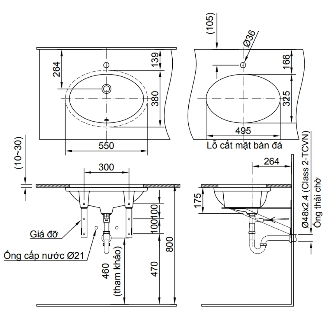 Chậu Rửa Lavabo Inax L-2216V (L2216V) Âm Bàn Oval - Ảnh 2