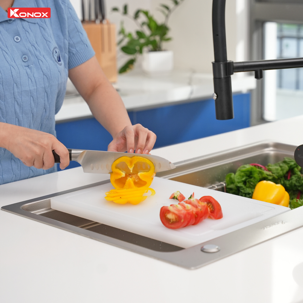 Chậu rửa bát 1 hố chống xước Workstation Sink KN8048TS Dekor - Ảnh 13