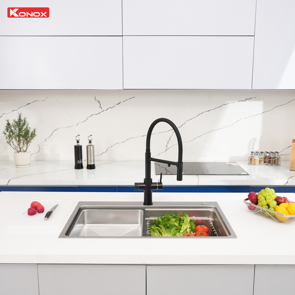 Chậu rửa bát 1 hố chống xước Workstation Sink KN8048TS Dekor - Ảnh 5