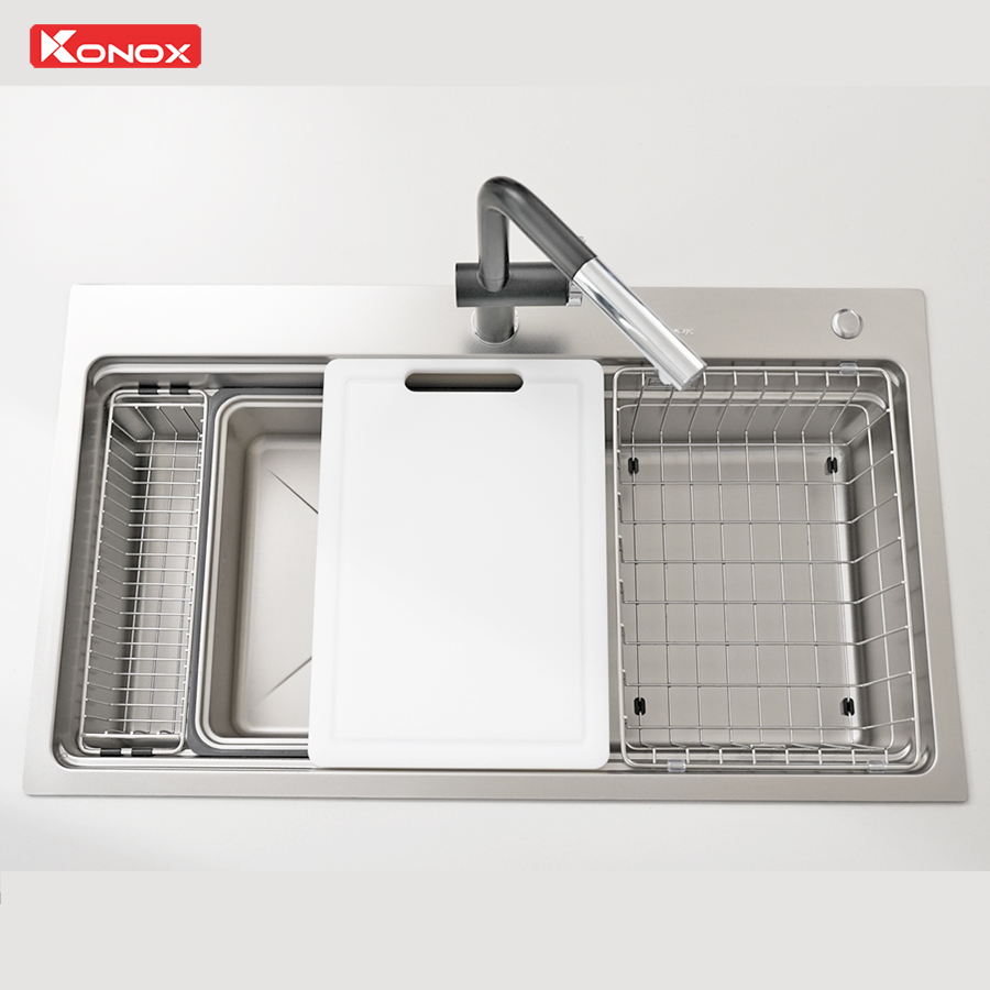 Chậu rửa bát 1 hố chống xước Workstation Sink KN8751TS Dekor - Ảnh 5