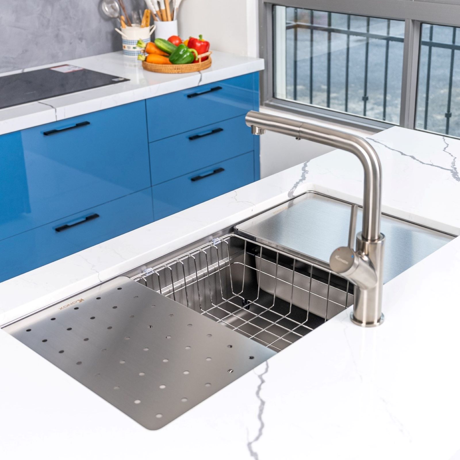 Chậu rửa bát chống xước Workstation Sink Dekor 7644SU - Ảnh 2