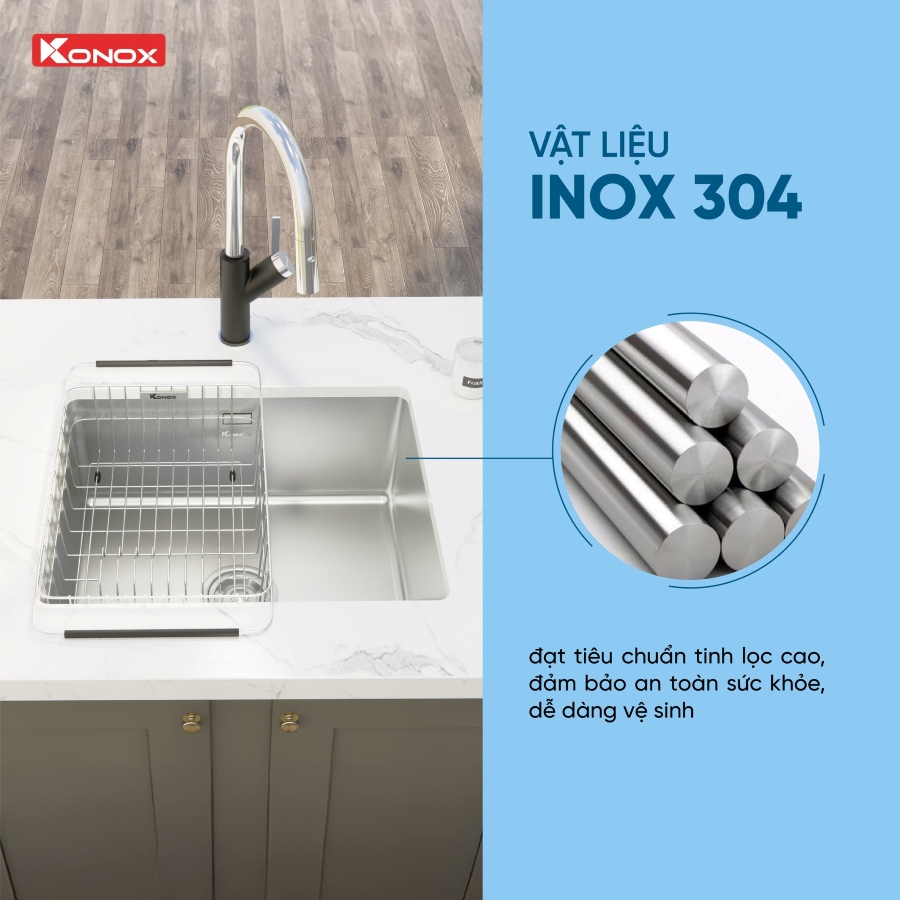 Chậu rửa bát 1 hố chống xước KN6044SU Dekor - Ảnh 5