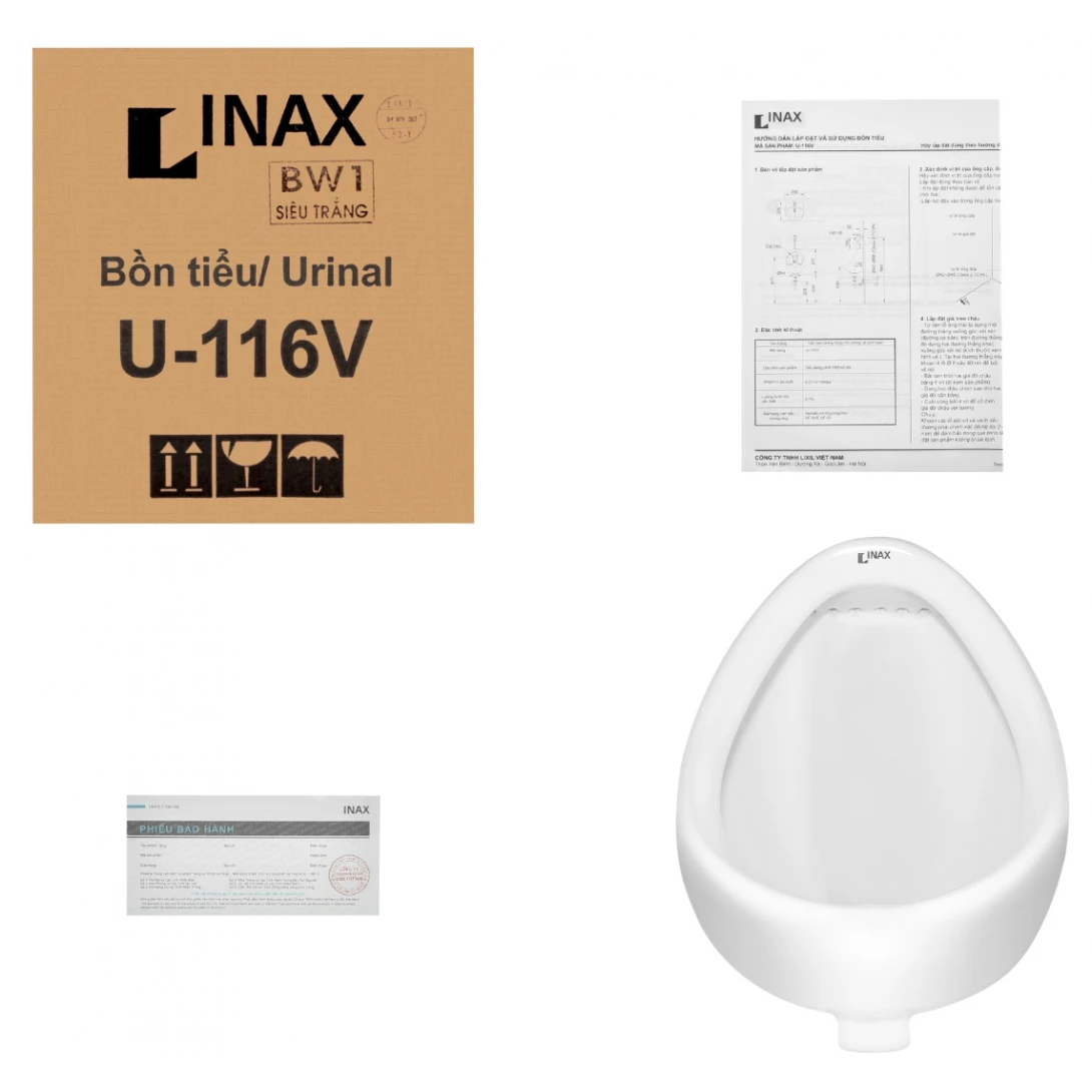 Bồn Tiểu Nam Inax U-116V Treo Tường - Ảnh 2
