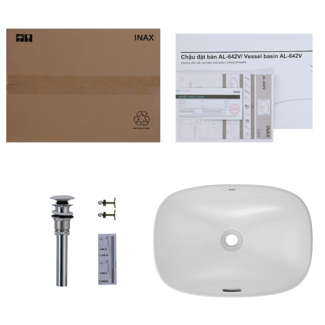 Chậu Rửa Lavabo Inax AL-642V (AL642V) Đặt Bàn AquaCeramic - Ảnh 2