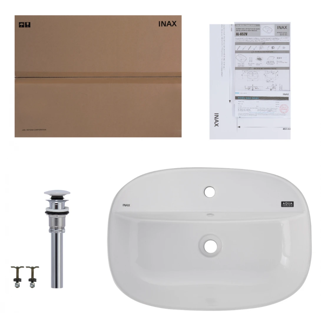 Chậu Rửa Lavabo Inax AL-652V (AL652V) Đặt Bàn AquaCeramic - Ảnh 2