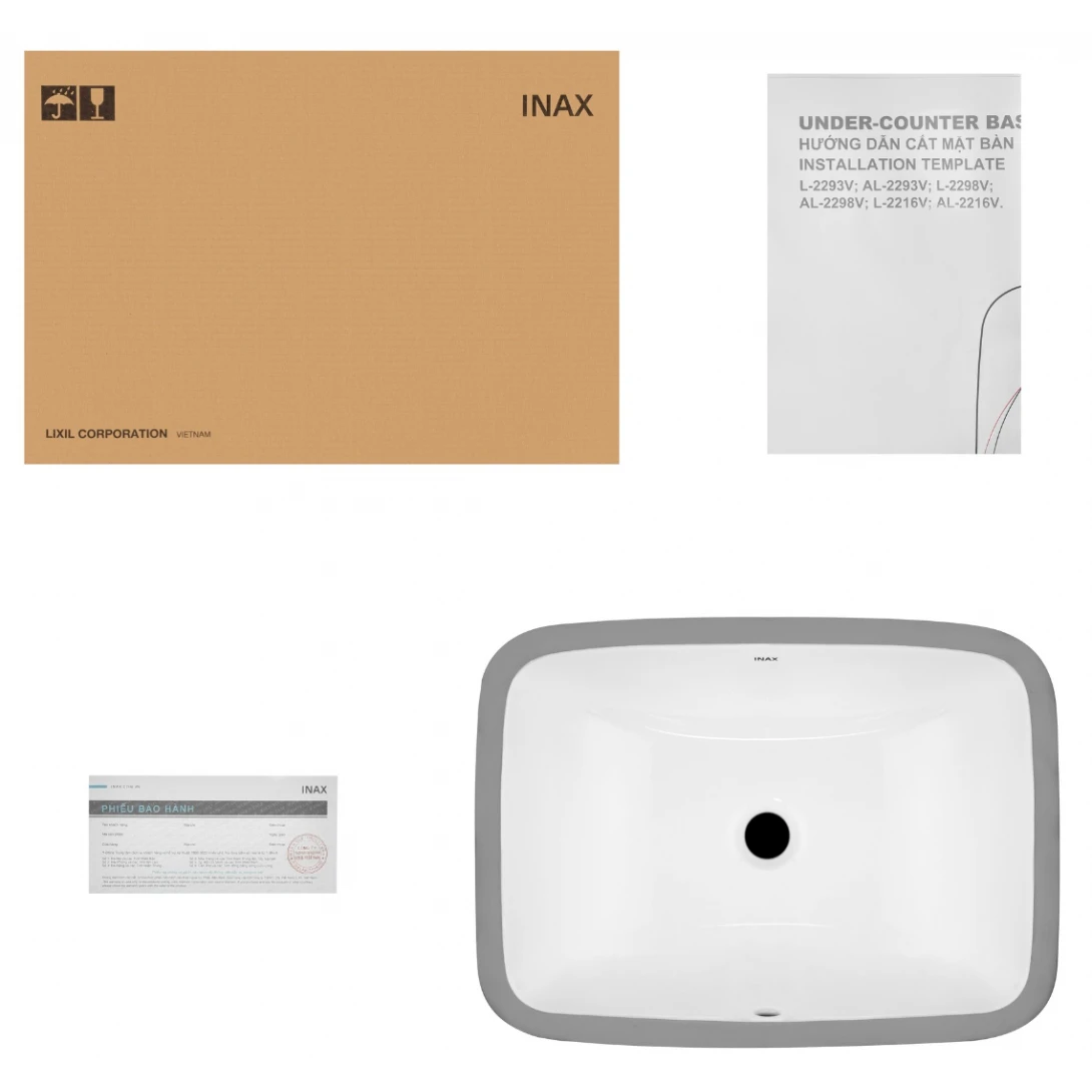 Chậu Rửa Lavabo Inax L-2298V (L2298V) Âm Bàn Chữ Nhật - Ảnh 2