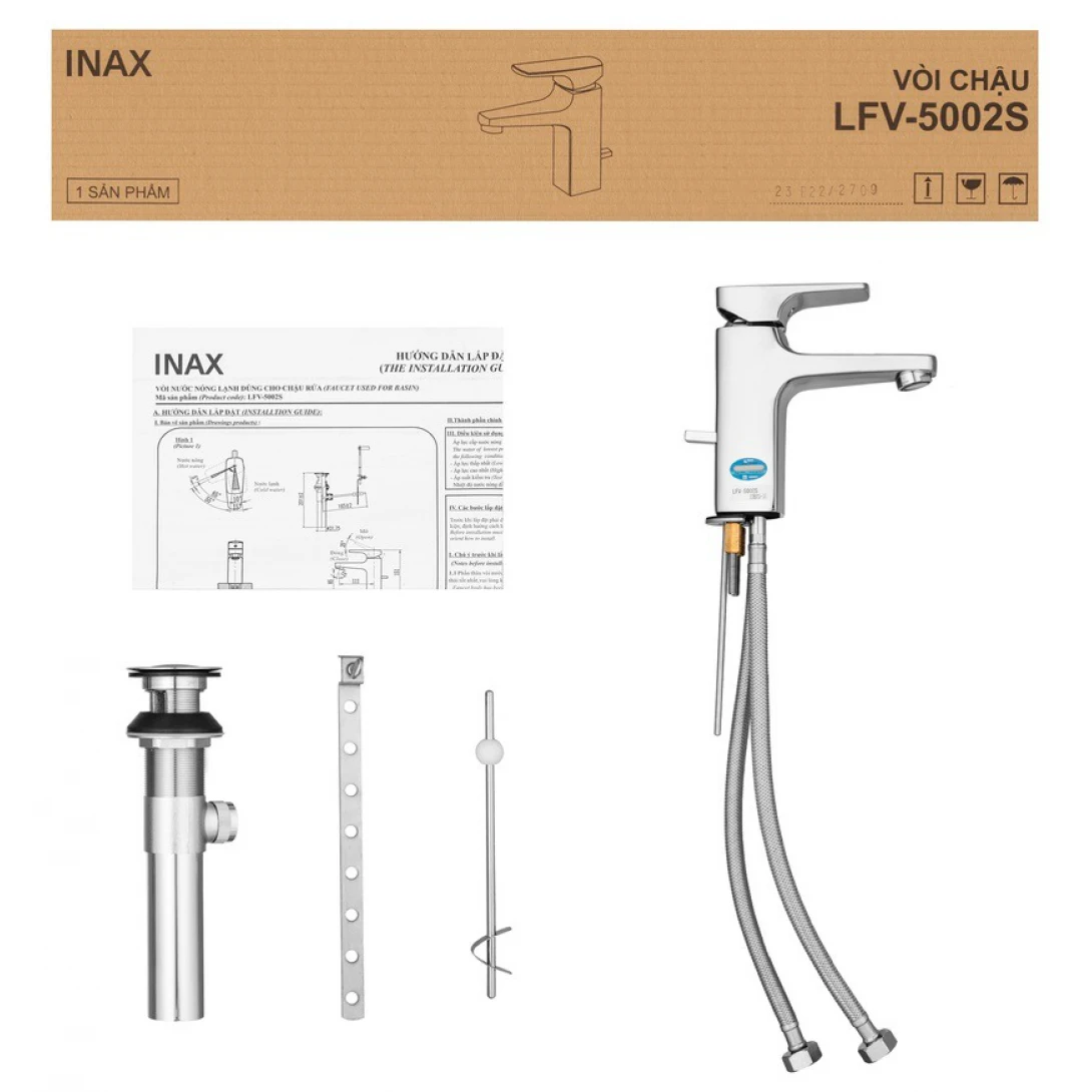Vòi Lavabo Inax LFV-5002S Nóng lạnh Ecohandle - Ảnh 3