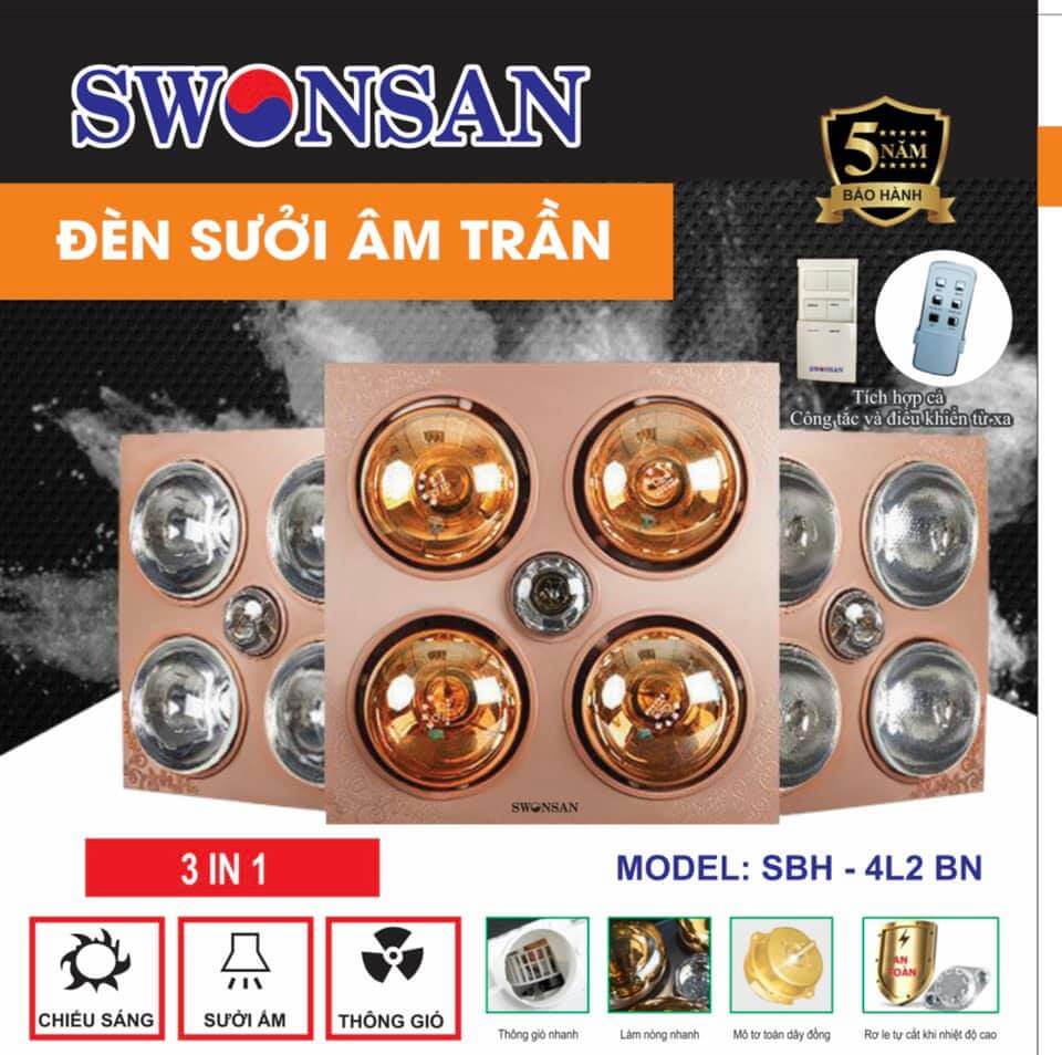 ĐÈN SƯỞI ÂM TRẦN 4 BÓNG MODEL SBH-4L2BN
