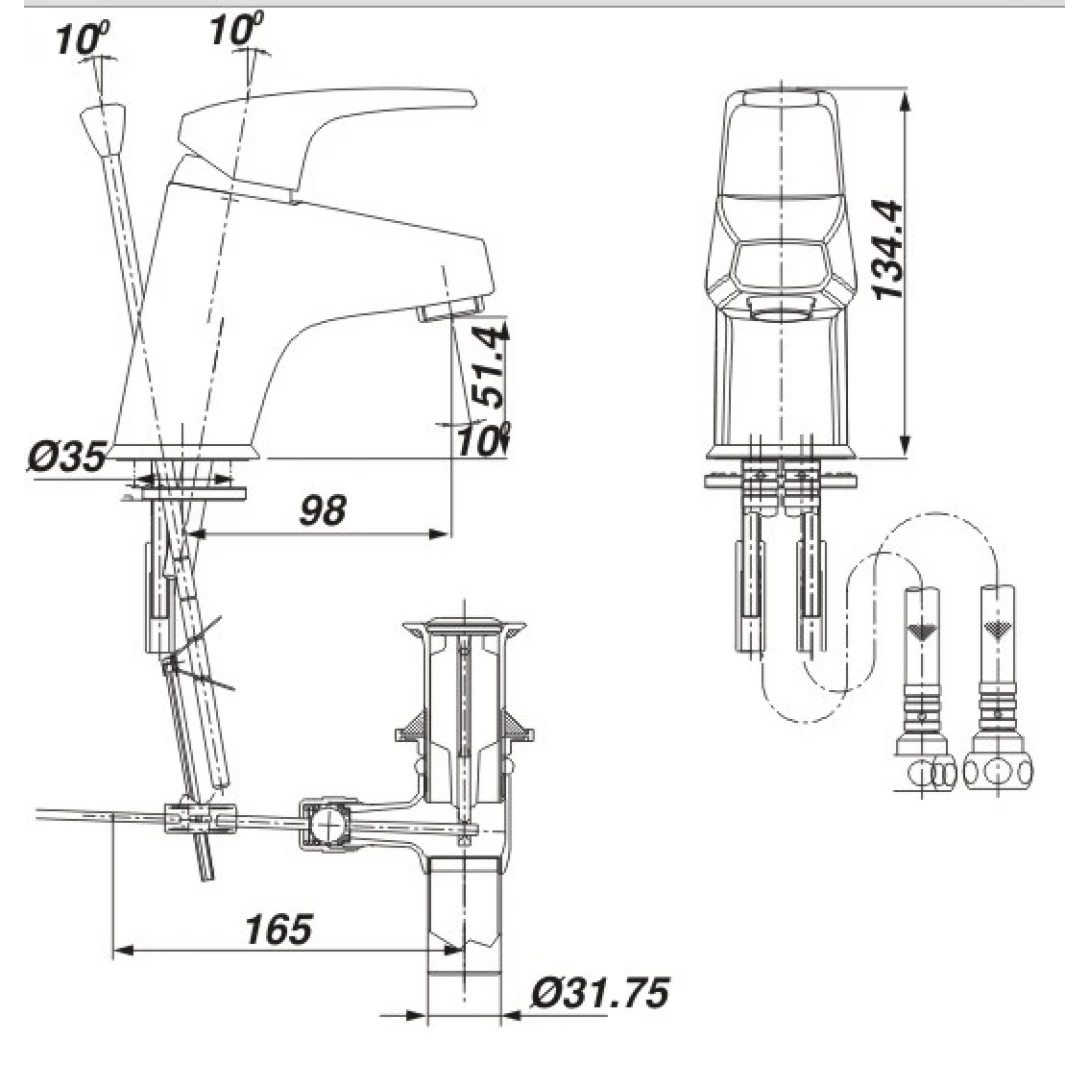 Vòi Rửa Nóng Lạnh Inax LFV-282S Xả Ty - Ảnh 2