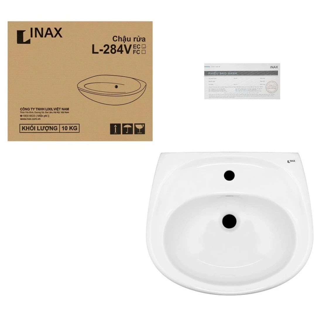Lavabo Treo Tường Inax L-284V/L-284VC (L284V+L284VC) Chân Ngắn - Ảnh 2