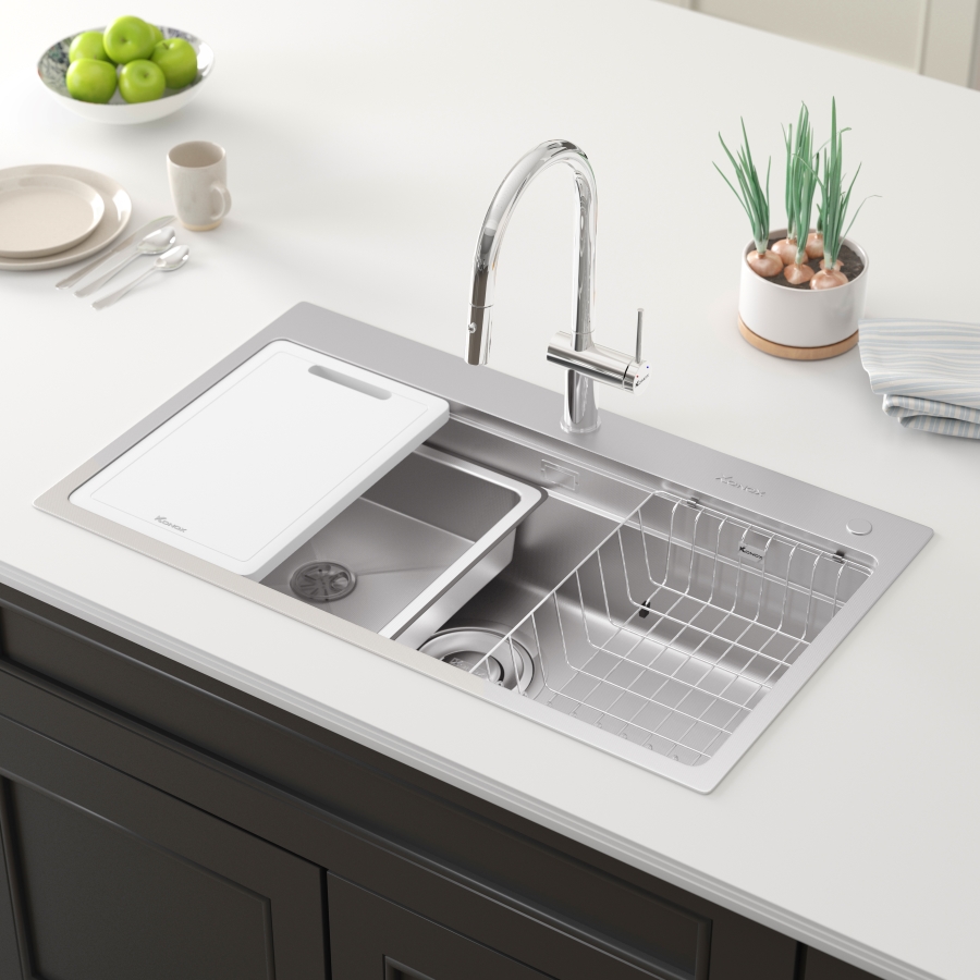 Chậu rửa bát 1 hố chống xước Workstation Sink KN8751TS Dekor - Ảnh 2
