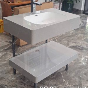 Bàn đá nung kết bo cong màu xám nhạt BG03