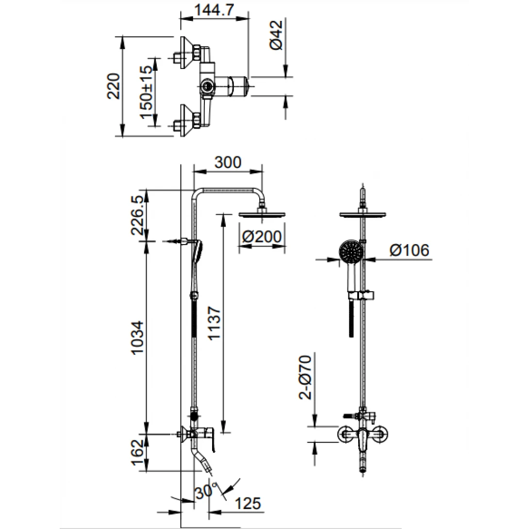 Vòi Sen Tắm Cây Inax BFV-2015S Nóng Lạnh - Ảnh 2