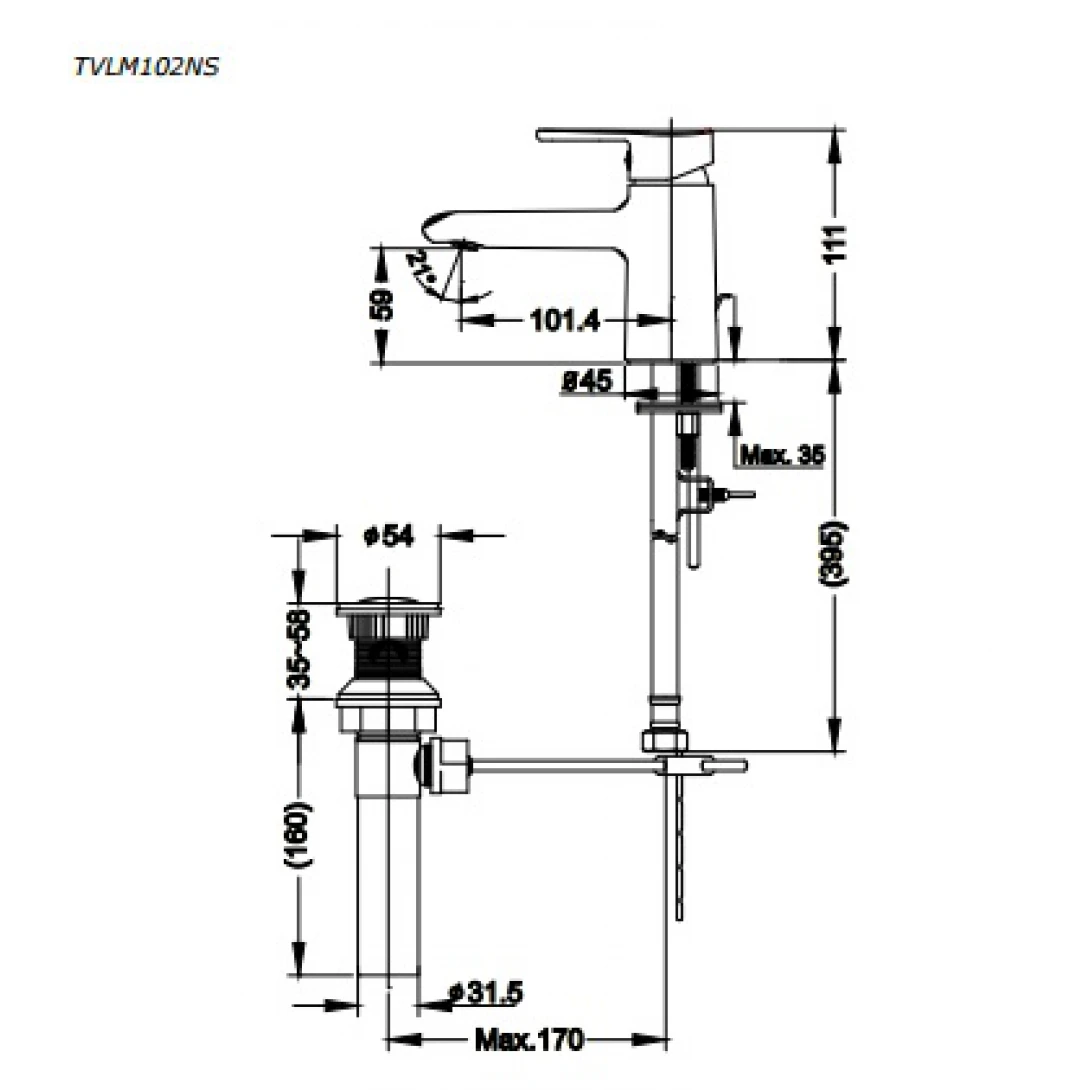 Vòi Lavabo TOTO TVLM102NSR Nóng Lạnh - Ảnh 2