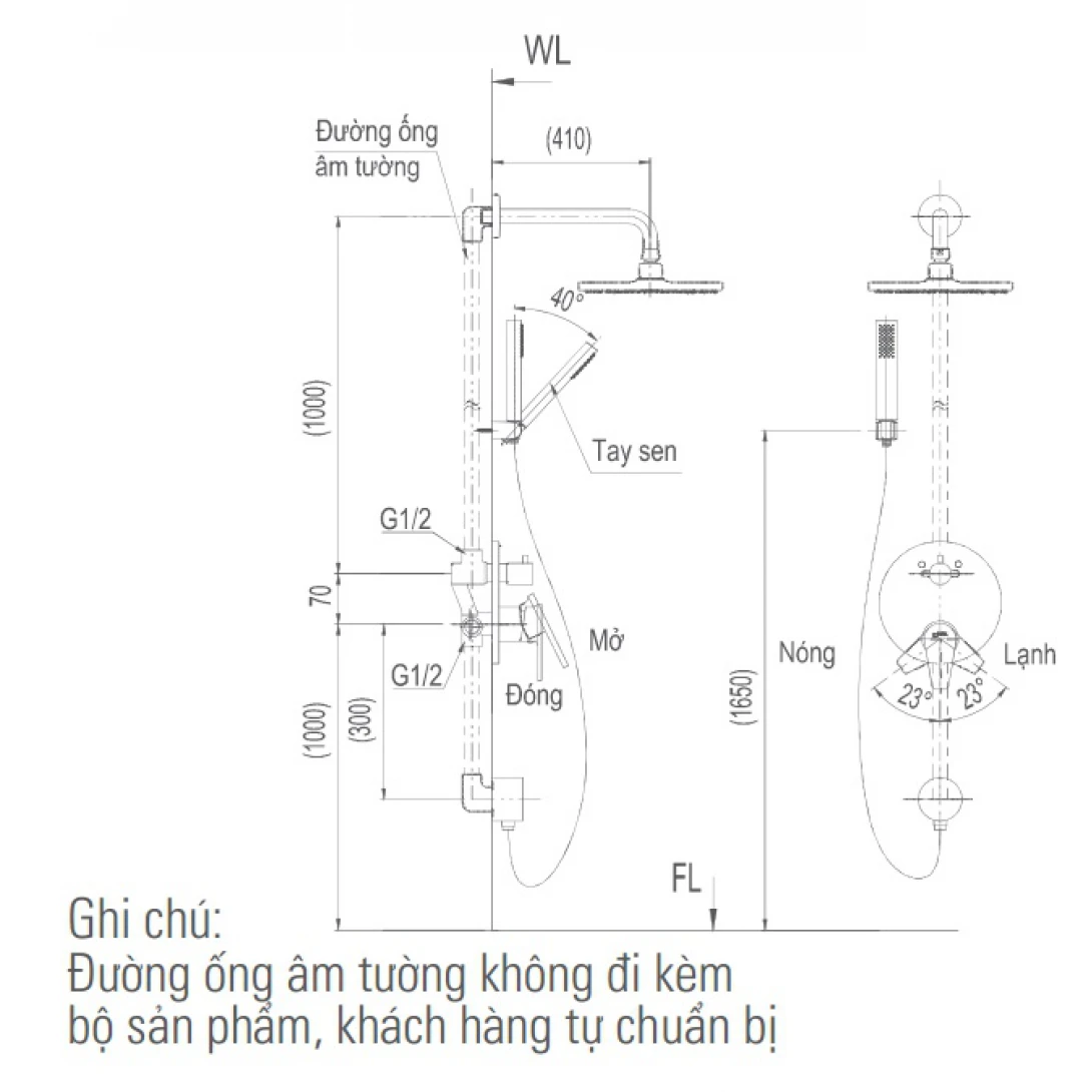 Sen Tắm Âm Tường Inax BFV-71SEW Nóng Lạnh - Ảnh 2