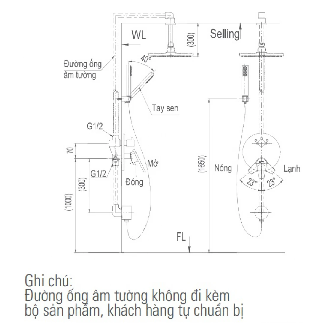 Vòi Sen Tắm Âm Tường Inax BFV-71SEC Nóng Lạnh - Ảnh 2