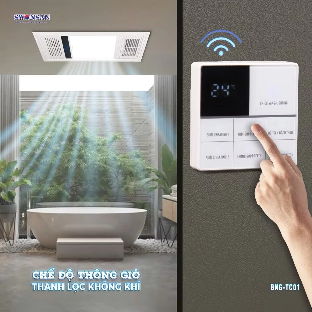 Đèn điều hoà phòng tắm thông minh SWONSAN TC-01 - Ảnh 6