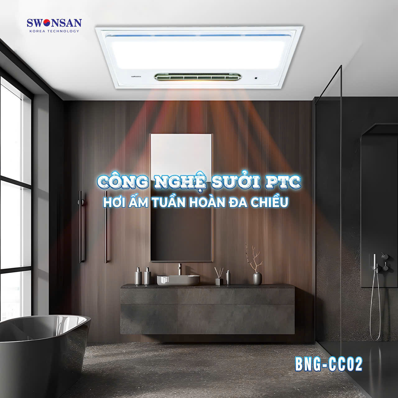 Đèn điều hoà phòng tắm SWONSAN BNG - CCO2 - Ảnh 6